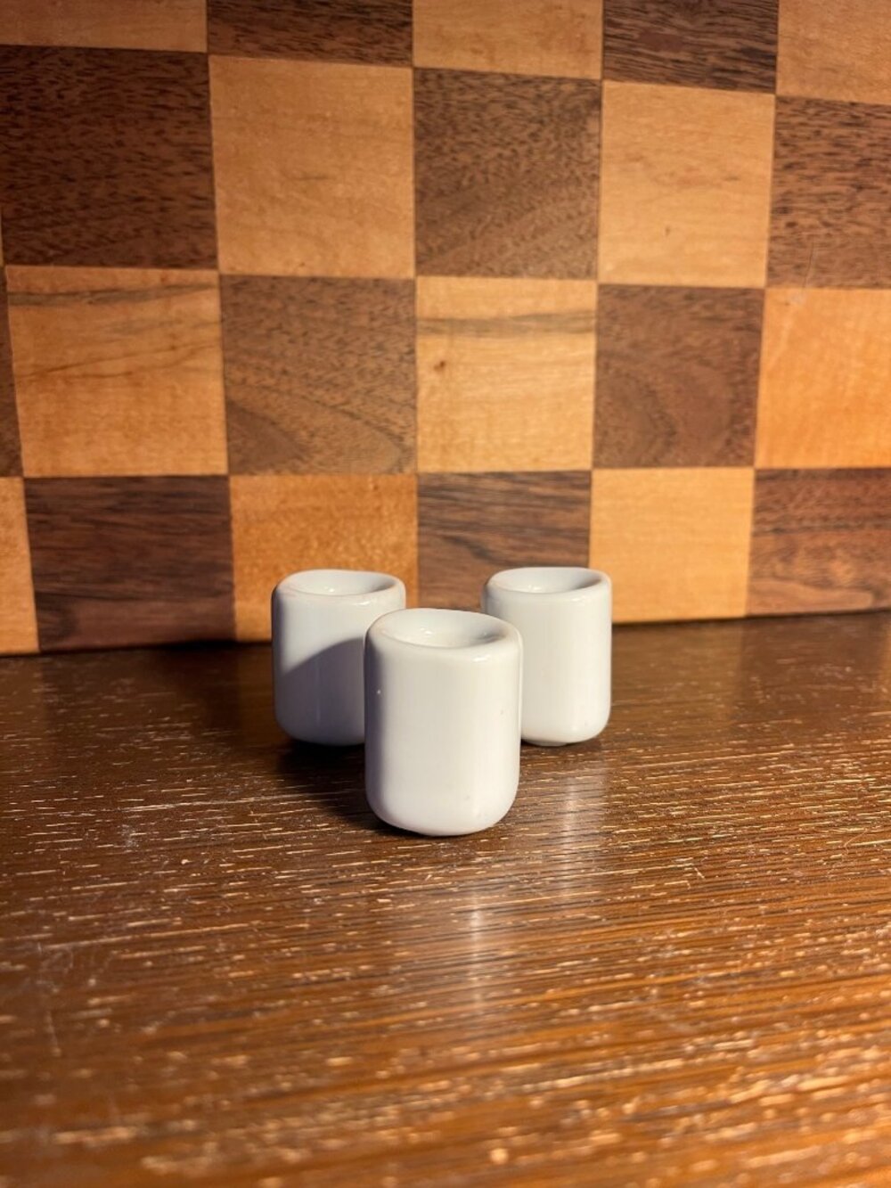 Set of 3 White Small Candle Holders A1043